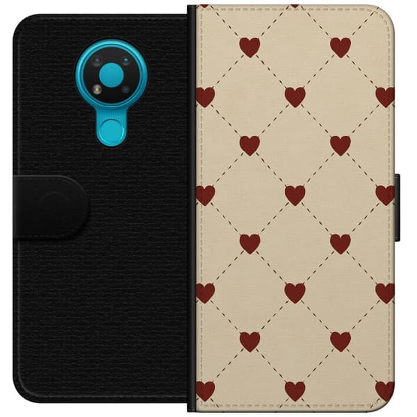 Nokia 3.4 Plånboksfodral Heart Grid