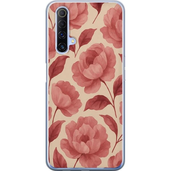 Realme X50 5G Gennemsigtig cover Roseblomst