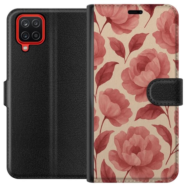 Samsung Galaxy A12 Tegnebogsetui Roseblomst
