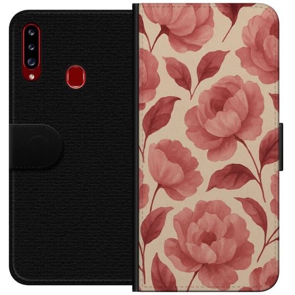 Samsung Galaxy A20s Tegnebogsetui Roseblomst