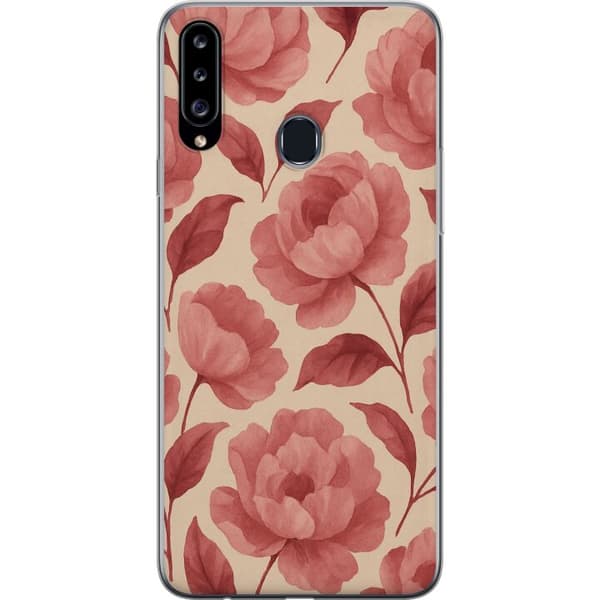 Samsung Galaxy A20s Gennemsigtig cover Roseblomst