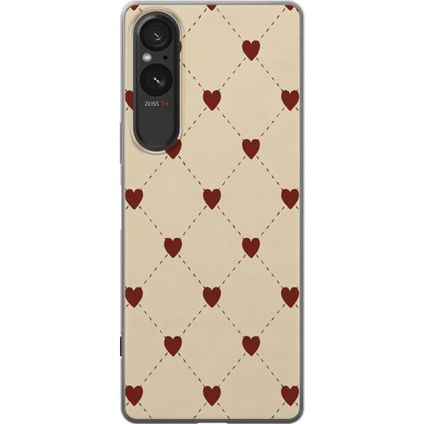 Sony Xperia 5 V Läpinäkyvä kuori Sydänverkko