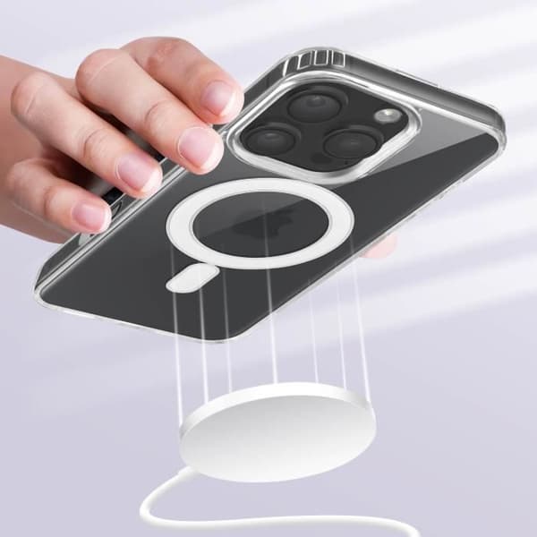 MagSafe-fodral för iPhone 16 Pro Stöttåliga Förstärkta Hörn Transparent