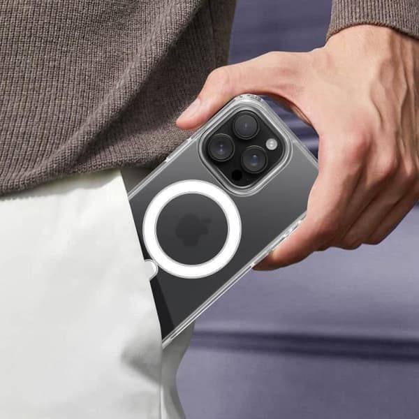 MagSafe-fodral för iPhone 16 Pro Stöttåliga Förstärkta Hörn Transparent