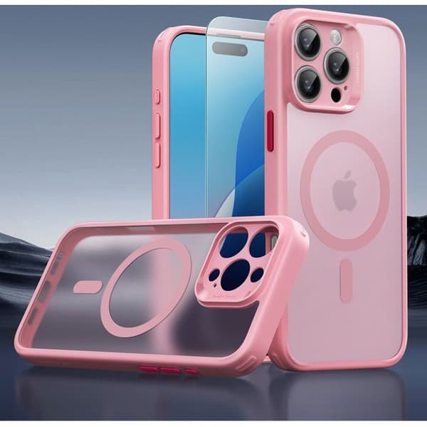 Set av ESR Classic Pro-fodral (HaloLock), kompatibel med iPhone 16 Pro, frostad rosa