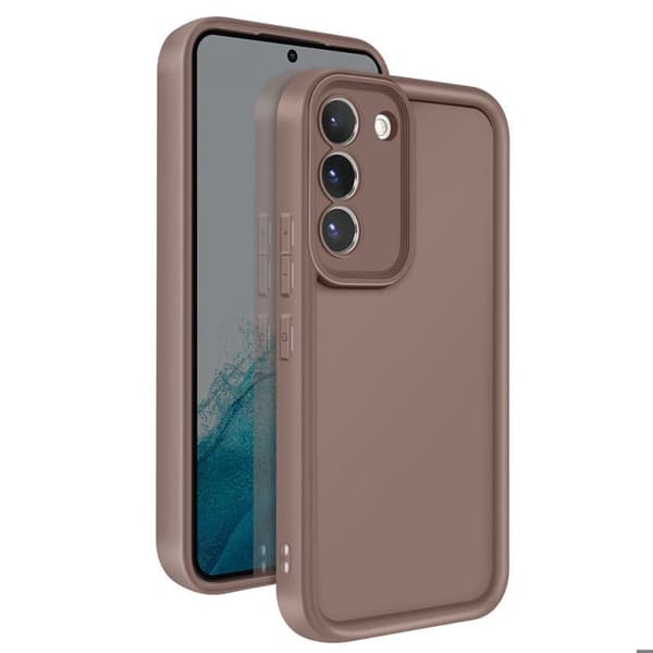 Skyddsfodral för Samsung Galaxy S22 Silikon Mjukt Grepp Förhöjda Kanter Brunt