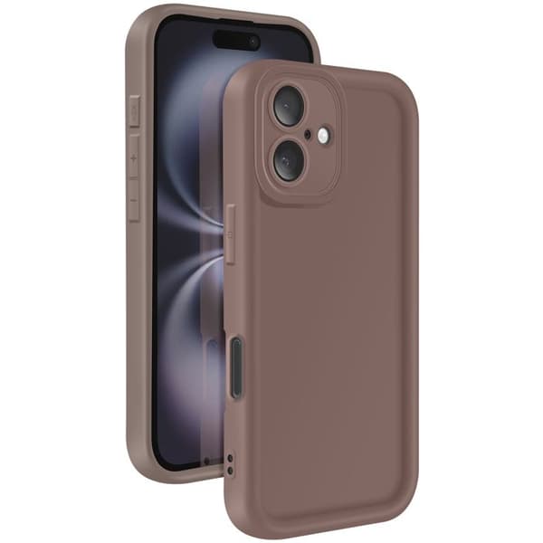 Coque för iPhone 16 Silikon Mjuk Beröring Höjda Kantor Brun