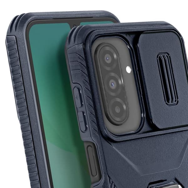 Coque för Samsung Galaxy A26 med ringstöd och kameralock Blå Natt