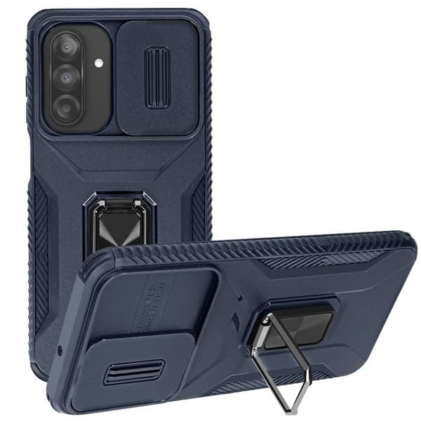 Coque för Samsung Galaxy A26 med ringstöd och kameralock Blå Natt