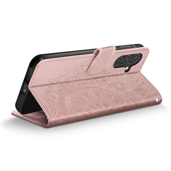 Étui Fleurs Mandala för Samsung Galaxy A26 Plånbok med Handledsrem Roséguld