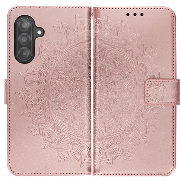 Étui Fleurs Mandala för Samsung Galaxy A26 Plånbok med Handledsrem Roséguld