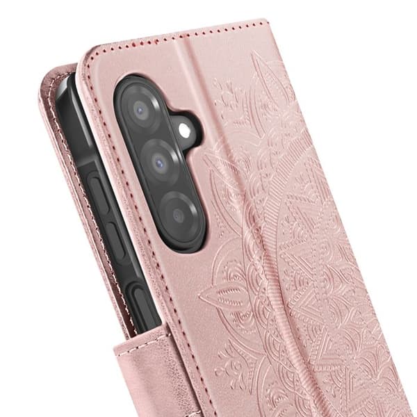 Étui Fleurs Mandala för Samsung Galaxy A26 Plånbok med Handledsrem Roséguld