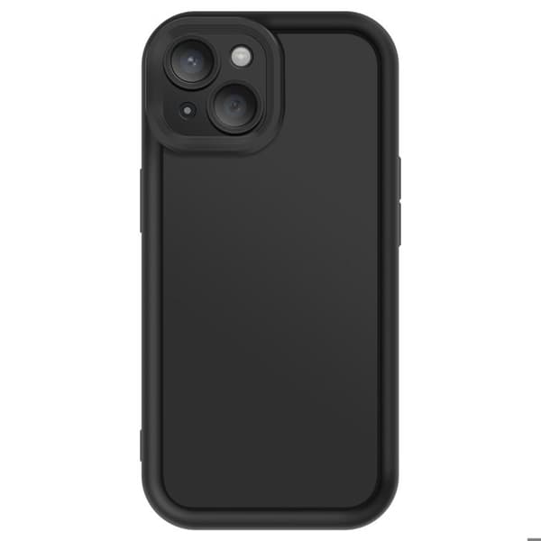 Skydd för iPhone 15 Silikon Mjuk Beröring Förhöjda Kanter Svart