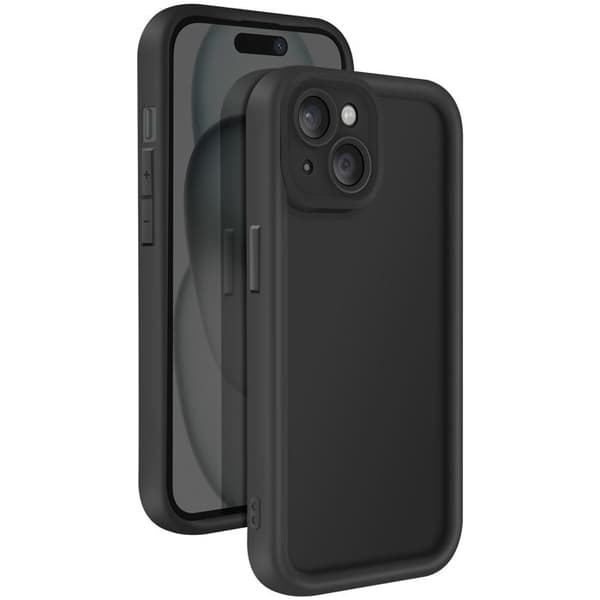 Skydd för iPhone 15 Silikon Mjuk Beröring Förhöjda Kanter Svart