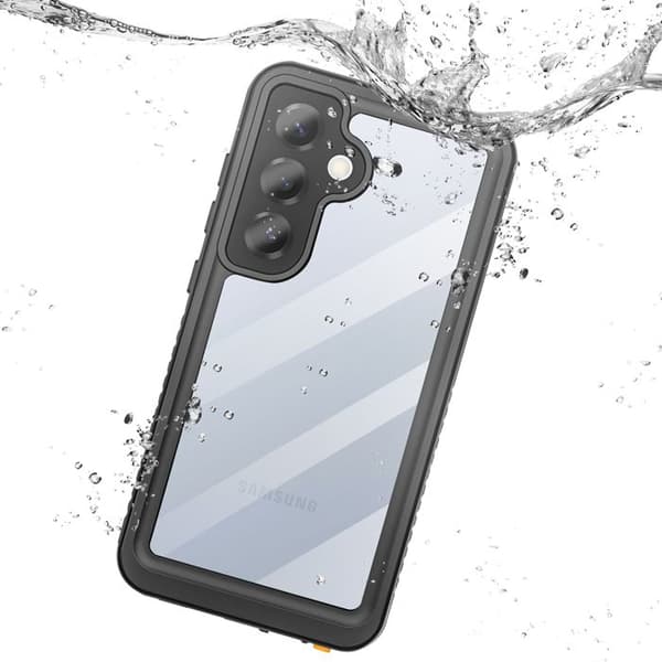 Heltäckande skal för Samsung Galaxy S25 Vattentät IP68 Stötsäker Redpepper Transparent