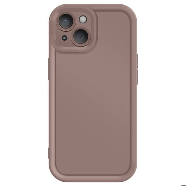 Silicone Soft Touch-fodral för iPhone 15 med upphöjda kanter, brun