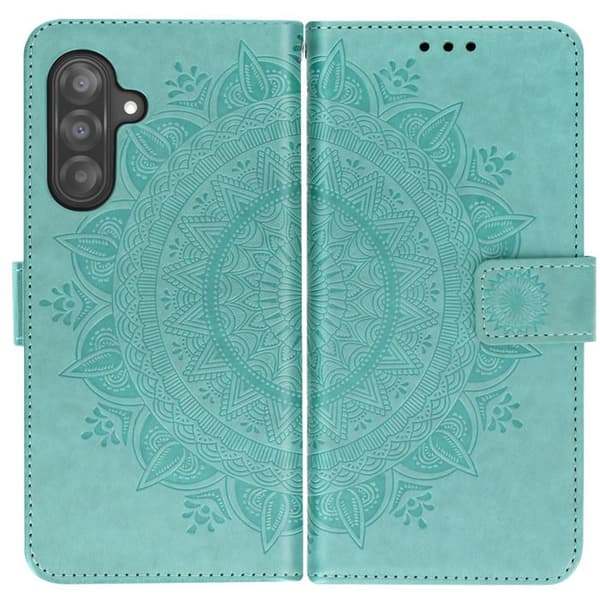 Etui Blommor Mandala för Samsung Galaxy A26 Plånbok med Rem Grön