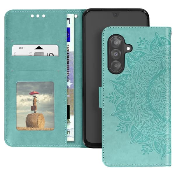 Etui Blommor Mandala för Samsung Galaxy A26 Plånbok med Rem Grön