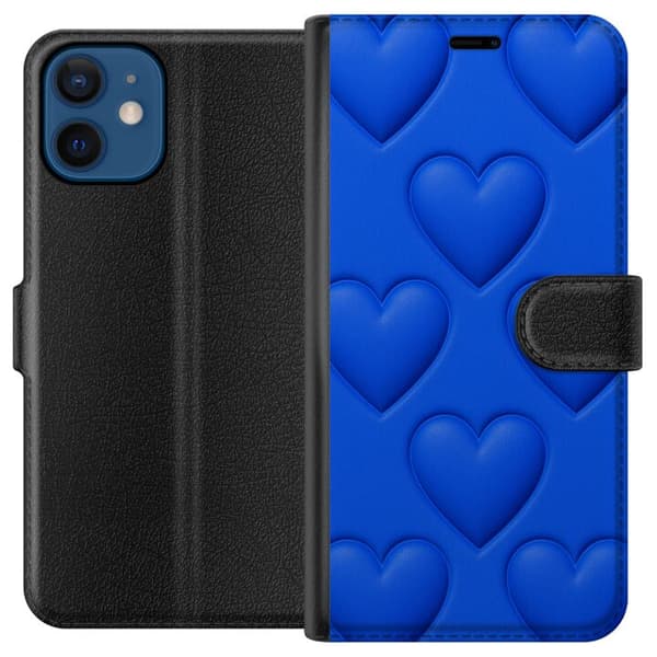 Apple iPhone 12 mini Lommeboketui Blå Hjerter