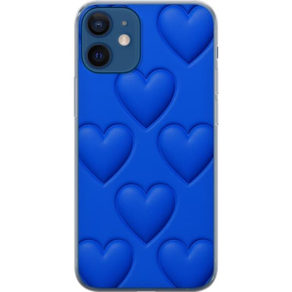 Apple iPhone 12 mini Läpinäkyvä kuori Siniset Sydämet