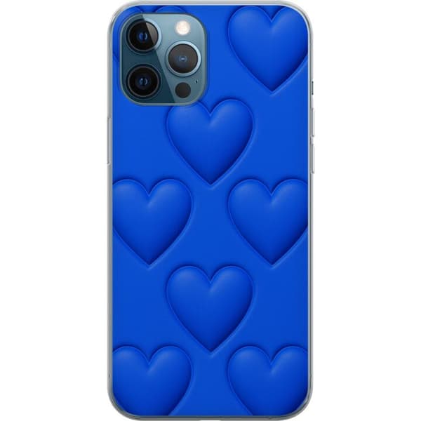 Apple iPhone 12 Pro Gjennomsiktig deksel Blå Hjerter