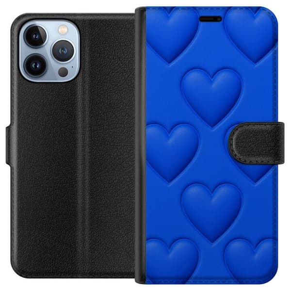 Apple iPhone 13 Pro Max Tegnebogsetui Blå Hjerter