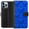 Miniatyrbillede 1 af 3: Apple iPhone 13 Pro Max Tegnebogsetui Blå Hjerter