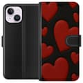 Miniatyrbillede 1 af 3: Apple iPhone 14 Plus Tegnebogsetui Rød Fløjlshjerter