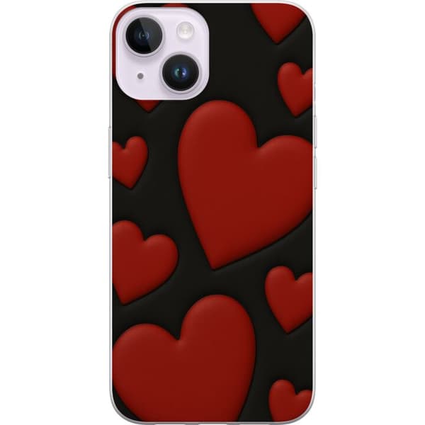 Apple iPhone 14 Plus Gennemsigtig cover Rød Fløjlshjerter