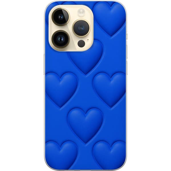 Apple iPhone 14 Pro Läpinäkyvä kuori Siniset Sydämet