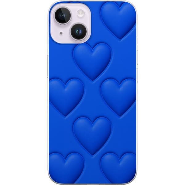 Apple iPhone 15 Plus Läpinäkyvä kuori Siniset Sydämet