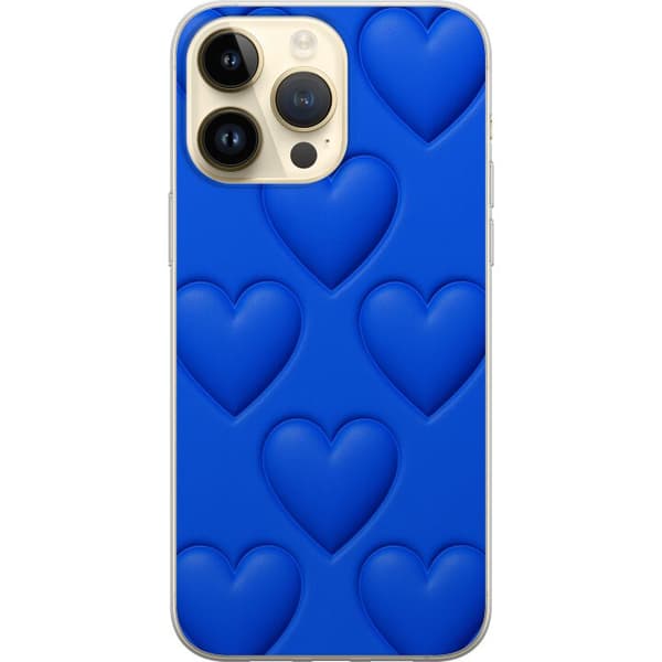 Apple iPhone 15 Pro Max Gennemsigtig cover Blå Hjerter