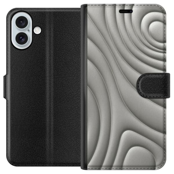 Apple iPhone 16 Plus Lompakkokotelo Hopea-aallot