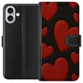 Pikkukuva 1 / 3: Apple iPhone 16 Plus Lompakkokotelo Punaiset Samettisydämet