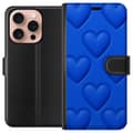 Miniatyrbillede 1 af 3: Apple iPhone 16 Pro Tegnebogsetui Blå Hjerter