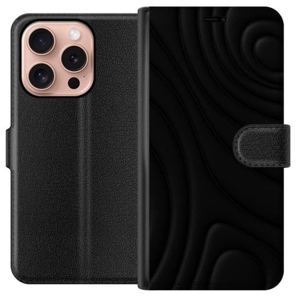 Apple iPhone 16 Pro Tegnebogsetui Sorte Bølger