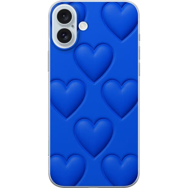 Apple iPhone 16 Plus Läpinäkyvä kuori Siniset Sydämet