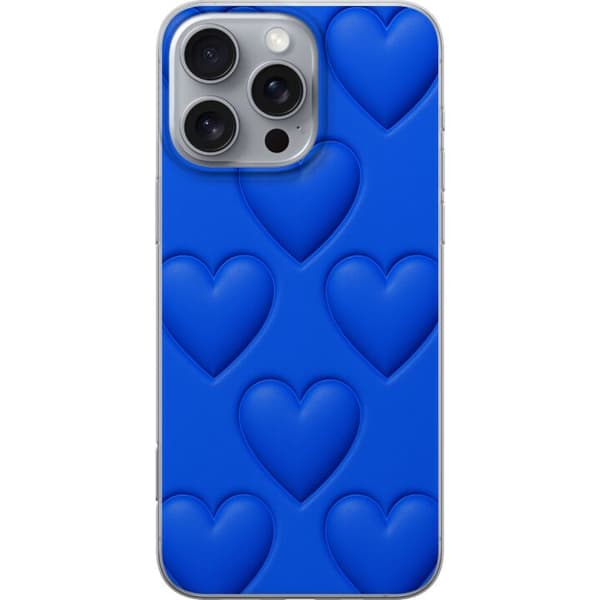 Apple iPhone 16 Pro Max Gennemsigtig cover Blå Hjerter
