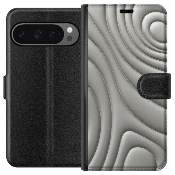Google Pixel 9 Pro XL Lompakkokotelo Hopea-aallot