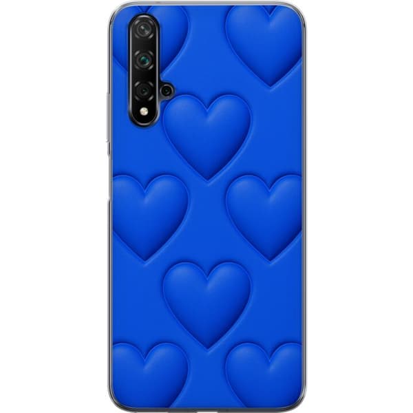Huawei nova 5T Gjennomsiktig deksel Blå Hjerter