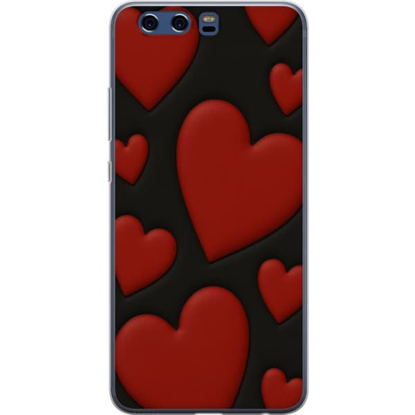 Huawei P10 Gennemsigtig cover Rød Fløjlshjerter