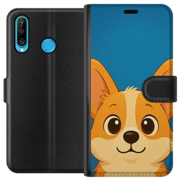 Huawei P30 lite Tegnebogsetui Hello Corgi