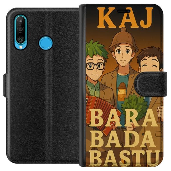 Huawei P30 lite Tegnebogsetui KAJ Bara kun bader i saunaen