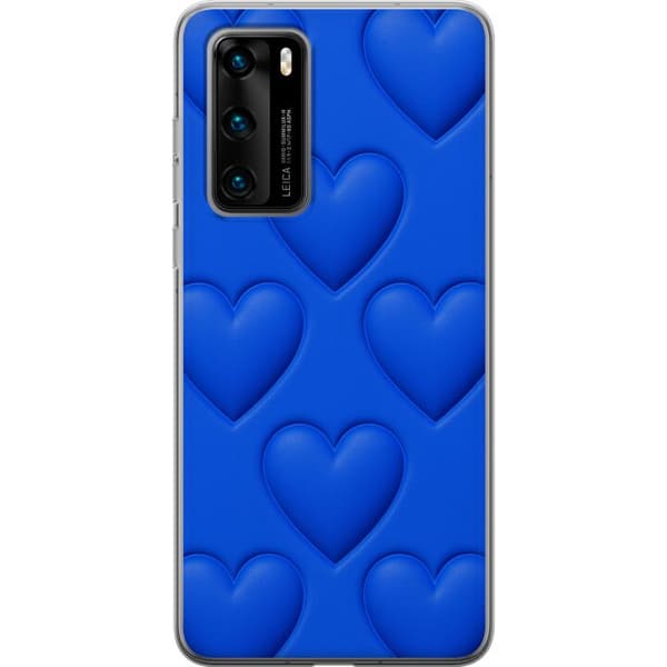 Huawei P40 Läpinäkyvä kuori Siniset Sydämet