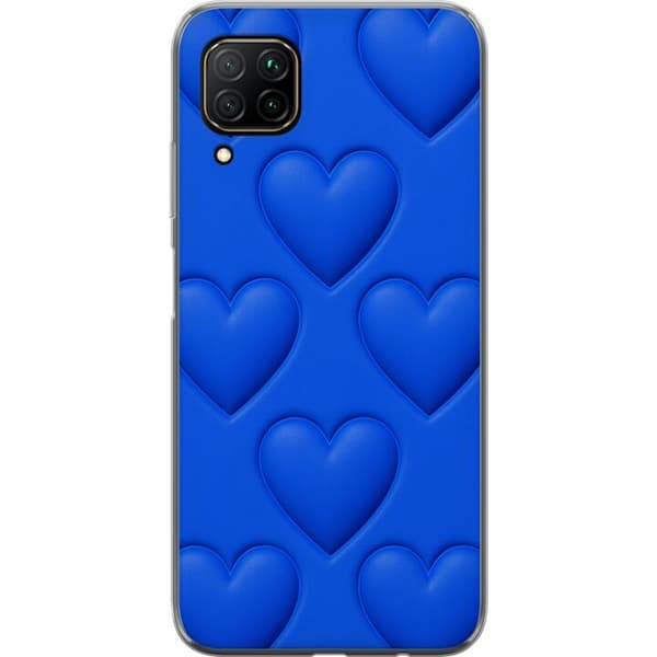 Huawei P40 lite Läpinäkyvä kuori Siniset Sydämet