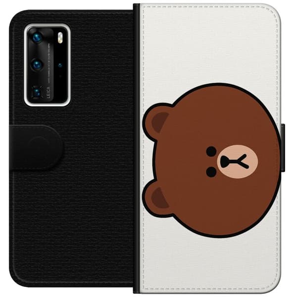 Huawei P40 Pro Tegnebogsetui line friends brown
