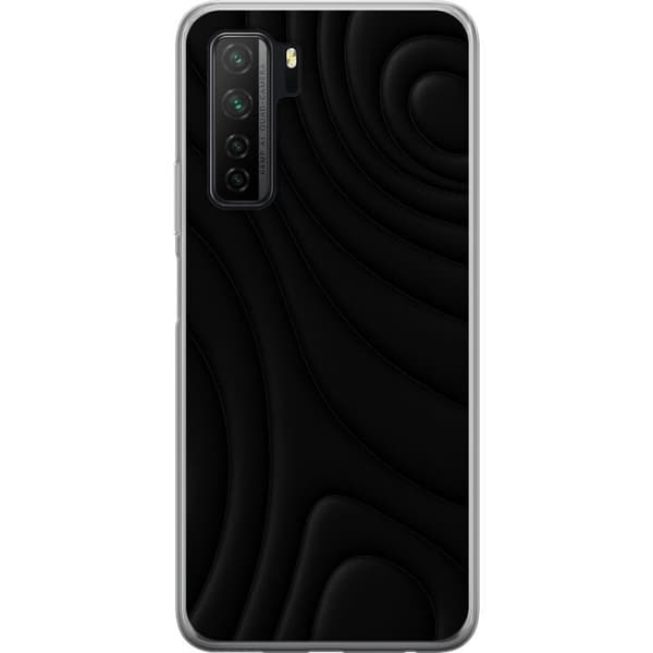 Huawei P40 lite 5G Genomskinligt Skal Black Waves