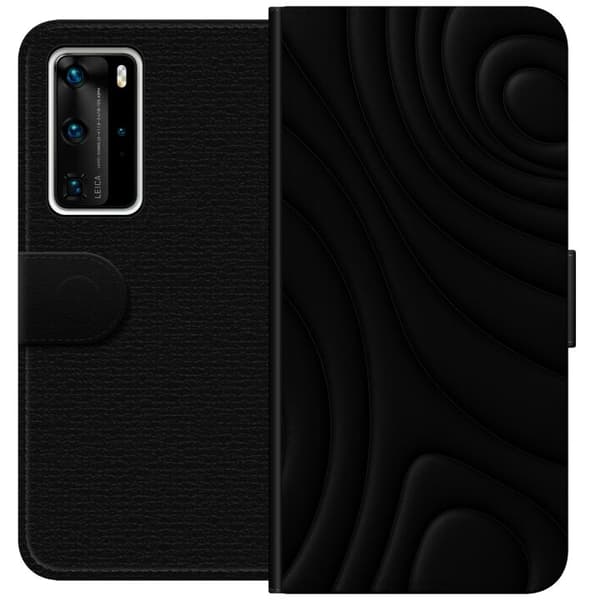 Huawei P40 Pro Tegnebogsetui Sorte Bølger