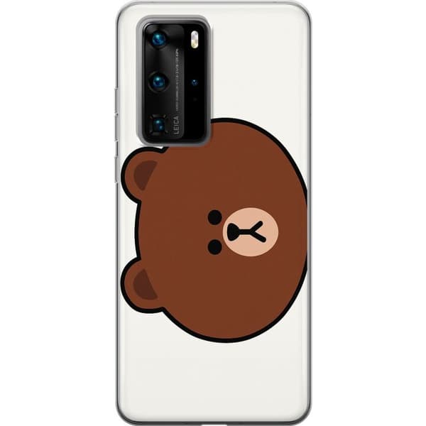 Huawei P40 Pro Gennemsigtig cover line friends brown