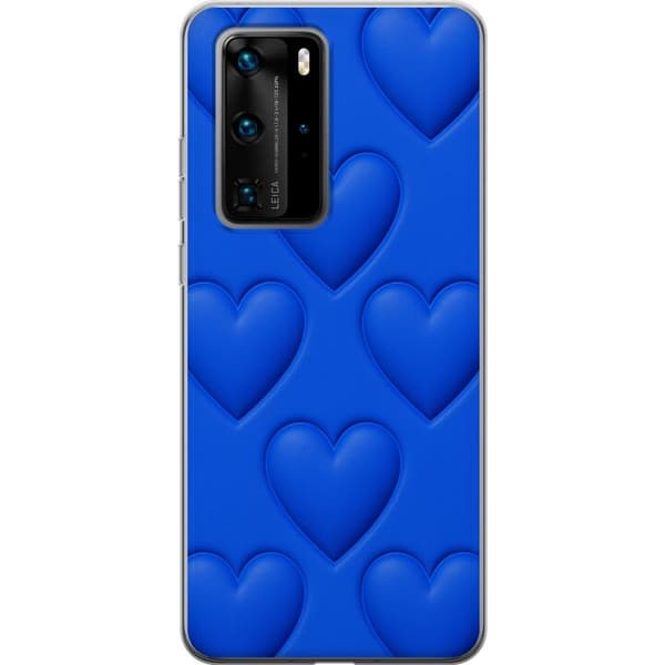 Huawei P40 Pro Gennemsigtig cover Blå Hjerter